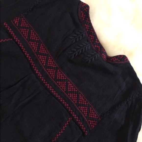 Free People Wild Life Embroidered Black Blouse - Picture 4 of 5